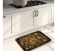 Tappetino da cucina vintage floreale per pavimento, con rose dorate, elegante, imbottito, confortevole, lavabile, antiscivolo, per lavelli da cucina, lavanderia, bagno, 40,6 x 61 cm