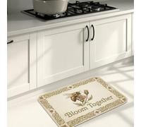 Tappetino da cucina vintage floreale per pavimento, design con api e fioritura insieme, imbottito a molla, confortevole, lavabile, decorativo, per lavelli da cucina, lavanderia, bagno, 40,6 x 61 cm