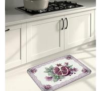 Tappetino da cucina vintage floreale per pavimento, design melograno, imbottito, confortevole, lavabile, per lavelli da cucina, lavanderia, 40,6 x 61 cm