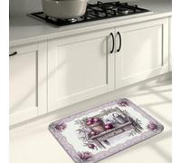 Tappetino da cucina vintage floreale per pavimento, design melograno viola imbottito, confortevole, lavabile, per lavelli da cucina, lavanderia, 50 x 78 cm
