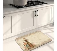 Tappetino da cucina vintage floreale per pavimento, motivo rosa antica, morbido, imbottito, confortevole, lavabile, antiscivolo, per lavelli da cucina, lavanderia e bagno, 50 x 78 cm