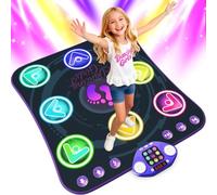 Tappetino da danza per bambine e ragazzi di 3-12 anni, tappetino da ballo con 8 pulsanti luminosi e Bluetooth wireless, 4 modalità di gioco, volume regolabile e antiscivolo. Regalo di compleanno per