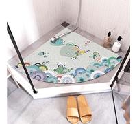 Tappetino da doccia angolare, in morbido luffa, anti muffa, in PVC, per bagno e doccia, 70 x 70 cm, antiscivolo, ad asciugatura rapida
