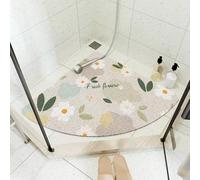 Tappetino da doccia angolare, tappetino da bagno curvo per doccia interna, tappetino da bagno antiscivolo, anti muffa, tappetino da doccia per ambienti umidi, beige, 60 x 60 cm