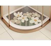 Tappetino da doccia angolare, tappeto da bagno in luffa a forma di ventaglio, tappeto curvo per doccia interna, tappetini da bagno con scarico a quadrante con scarico, tappetino da bagno lavabile