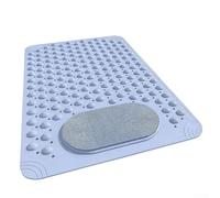 Tappetino da doccia antiscivolo con forti ventose e scrubber strutturato per i piedi, progettato per stabilità, drenaggio e massaggio rilassante ai piedi (azzurro)