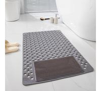 Tappetino da doccia antiscivolo con texture massaggiante e ventose, realizzato con materiali flessibili con drenaggio efficace per ridurre la formazione di acqua (grigio)