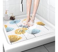 Tappetino da doccia di sicurezza, antiscivolo, 60 x 60 cm, morbido e confortevole, con fori di scarico, in PVC, per ambienti umidi, ad asciugatura rapida (dente di leone quadrato - 60 x 60 cm)