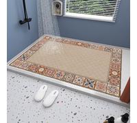 Tappetino da doccia in luffa, tappetino da bagno con fori di scarico, antiscivolo, in PVC, ad asciugatura rapida, grande tappetino da doccia, tappetino di sicurezza per vasca da bagno (arancione, 40 x