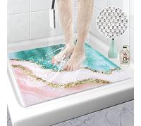 Tappetino da doccia quadrato, antiscivolo, 60x60 cm, in luffa per doccia interna, tappetino da bagno in PVC morbido e confortevole, tappetino da bagno con scarico, lavabile per vasca da bagno