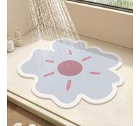 Tappetino da doccia rotondo con fiore, per doccia interna, tappetino da bagno in luffa in PVC, tappetino da bagno antiscivolo anti-muffa con scarico, ad asciugatura rapida (blu, 50 x 50 cm)