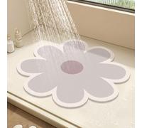 Tappetino da doccia rotondo con fiore, per doccia interna, tappetino da bagno in luffa in PVC, tappetino da bagno antiscivolo anti-muffa con scarico, ad asciugatura rapida (grigio, 50 x 50 cm)