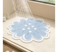 Tappetino da doccia rotondo con fiore, per doccia interna, tappetino da bagno in luffa in PVC, tappetino da bagno antiscivolo anti-muffa con scarico, ad asciugatura rapida (blu navy, 50 x 50 cm)