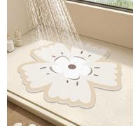 Tappetino da doccia rotondo con fiore, per doccia interna, tappetino da bagno in luffa in PVC, tappetino da bagno antiscivolo anti-muffa con scarico, ad asciugatura rapida (bianco, 50 x 50 cm)