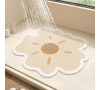 Tappetino da doccia rotondo con fiore, per doccia interna, tappetino da bagno in luffa in PVC, tappetino da bagno antiscivolo anti-muffa con scarico, ad asciugatura rapida (beige, 50 x 50 cm)