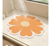 Tappetino da doccia rotondo con fiore, per doccia interna, tappetino da bagno in luffa in PVC, tappetino da bagno antiscivolo anti-muffa con scarico, ad asciugatura rapida (arancione, 50 x 50 cm)