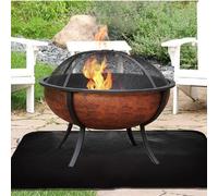 Tappetino da esterno sotto la griglia, ispessito per barbecue, ignifugo, in fibra di vetro, tappetino per griglia, prato, campeggio, patio, terrazza, nero (152 x 100 cm)