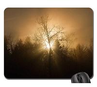 Tappetino da Gaming, Sunset Trees Mist Silhouette Sun Nature Evening Tappetino per Mouse Ergonomico Tampone per Mouse Pratica Gaming Mousepad per Ufficio Notebook 25X30Cm