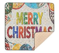 - Tappetino da ginnastica e attività in morbida schiuma con scritta "Merry Christmas" per pavimento, comodo e traspirante, tappetino da gioco per bambini, 127 x 127 cm