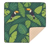 Tappetino da ginnastica e attività per bambini con motivo a foglie di tucano verde, per interni ed esterni, leggero, per neonati e bambini, 127 x 127 cm