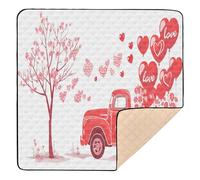 Tappetino da ginnastica e attività per bambini con palloncini a forma di camioncino rosso, per San Valentino, spesso, resistente all'acqua, per bambini, 127 x 127 cm