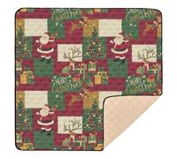 Tappetino da ginnastica e attività per bambini, grande, robusto, con renna di Babbo Natale, rosso, verde, bianco, per far gattonare e giocare a pancia in un unico pezzo, per neonati, neonati, 127 x