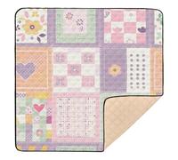 Tappetino da ginnastica e attività per bambini, morbido, imbottito, con elementi in stile patchwork, non tossico, per gattonare, 127 x 127 cm