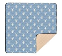 Tappetino da ginnastica e attività per bambini, morbido, spesso, con mulino a vento, portatile, per bambini, 127 x 127 cm, colore: blu e bianco