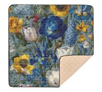 Tappetino da ginnastica e attività per bambini, multicolore, con motivo floreale e uccello, per interni ed esterni, impermeabile, da viaggio, 127 x 127 cm