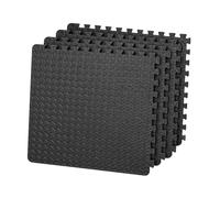 Tappetino da ginnastica nero per pavimento in EVA ad incastro con cuscino in gomma antiscivolo per allenamento a casa tappetino yoga, 60 x 60 x 1,1 cm