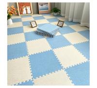 Tappetino da gioco, 10 pezzi quadrati di puzzle, piastrelle ad incastro in tessuto di lino, piastrelle per pavimenti in schiuma, tappetini da gioco per pavimenti, 30,5 x 30,5 cm (celeste+beige)