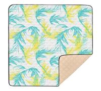 Tappetino da gioco antiscivolo per bambini, design disegnato a mano, motivo Phoenix, giallo fluo, blu, grande, antiscivolo, comodo tappetino per la pancia, per neonati, 127 x 127 cm