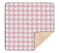 Tappetino da gioco classico bianco pesca pied de poule, grande, antiscivolo, per interni ed esterni, accogliente, traspirante, pieghevole, tappetino per attività per bambini, 127 x 127 cm