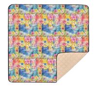 Tappetino da gioco colorato con gatti dei cartoni animati, morbido e spesso, per interni ed esterni, impermeabile, per bambini, 127 x 127 cm