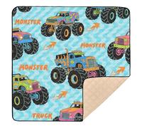 Tappetino da gioco colorato Monster Truck Fire Blue Wave morbido imbottito per attività del bambino per pavimento non tossico pieghevole da viaggio tappetino da gioco per neonati neonati bambini, 127