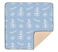 Tappetino da gioco con albero di Natale blu e bianco, grande ed elegante, per pavimento, comodo, per la pancia, per bambini, bambini, 127 x 127 cm