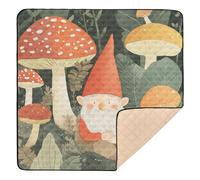 Tappetino da gioco con gnomo e funghi, morbido e imbottito, per interni ed esterni, leggero, pieghevole, per la pancia e gattonare, per neonati e bambini, 127 x 127 cm alfombrilla de actividad