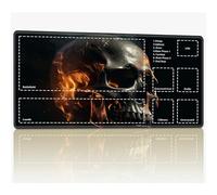 Tappetino da gioco con zone per MTG Magic The Gathering, 61 x 35,6 cm con cuciture TCG Trading Card Play Mat Commander Board Game Mats Superficie in gomma liscia Battle Game Desk Mat, Skull Head Fire