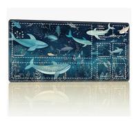 Tappetino da gioco con zone per MTG Magic The Gathering, 61 x 35,6 cm con cuciture TCG Trading Card Play Mat Commander Board Game Mats Superficie in gomma liscia Battle Game Desk Mat, Deep Sea Whale