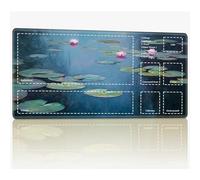 Tappetino da gioco con zone per MTG Magic The Gathering, 61 x 35,6 cm con cuciture TCG Trading Card Play Mat Commander Board Game Mats Superficie in gomma liscia Battle Game Desk Mat, Water Lily