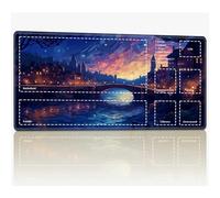 Tappetino da gioco con zone per MTG Magic The Gathering, 61 x 35,6 cm con cuciture TCG Trading Card Play Mat Commander Board Game Mats Superficie in gomma liscia Battle Game Desk Mat, Fantasy City
