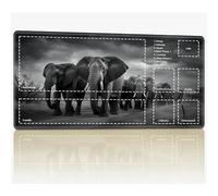 Tappetino da gioco con zone per MTG Magic The Gathering, 61 x 35,6 cm con cuciture TCG Trading Card Play Mat Commander Board Game Mats Superficie in gomma liscia Battle Game Desk Mat, Elephants Group