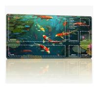 Tappetino da gioco con zone per MTG Magic The Gathering, 61 x 35,6 cm con cuciture TCG Trading Card Play Mat Commander Board Game Mats Superficie in gomma liscia Battle Game Desk Mat, Koi Pond