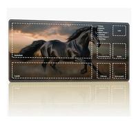 Tappetino da gioco con zone per MTG Magic The Gathering, 61 x 35,6 cm con cuciture TCG Trading Card Play Mat Commander Board Game Mats Superficie in gomma liscia Battle Game Desk Mat, Wild Black Horse