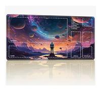 Tappetino da gioco con zone per MTG Magic The Gathering, 61 x 35,6 cm con cuciture TCG Trading Card Play Mat Commander Board Game Mats Superficie in gomma liscia Battle Game Desk Mat, Human Space