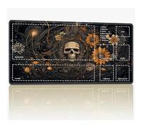 Tappetino da gioco con zone per MTG Magic The Gathering, 61 x 35,6 cm con cuciture TCG Trading Card Play Mat Commander Board Game Mats Superficie in gomma liscia Battle Game Desk Mat, Girasole Skull