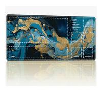 Tappetino da gioco con zone per MTG Magic The Gathering, 61 x 35,6 cm con cuciture TCG Trading Card Play Mat Commander Board Game Mats Superficie in gomma liscia Battle Game Desk Mat, Golden Blue