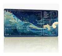 Tappetino da gioco con zone per MTG Magic The Gathering, 61 x 35,6 cm con cuciture TCG Trading Card Play Mat Commander Board Game Mats Superficie in gomma liscia Battle Game Desk Mat, Onde ondulate