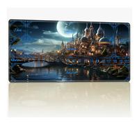 Tappetino da gioco con zone per MTG Magic The Gathering, 61 x 35,6 cm con cuciture TCG Trading Card Play Mat Commander Board Game Mats Superficie in gomma liscia Battle Game Desk Mat, Castle