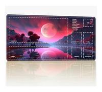 Tappetino da gioco con zone per MTG Magic The Gathering, 61 x 35,6 cm con cuciture TCG Trading Card Play Mat Commander Board Game Mats Superficie in gomma liscia Battle Game Desk Mat, Viola Rosa